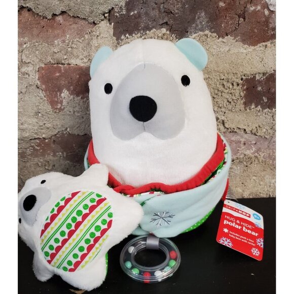 With Tag Skip Hop Polar Bear Hug + Hide Peek- a Boo Baby Rattle Plush Toy Mirror - Picture 1 of 4